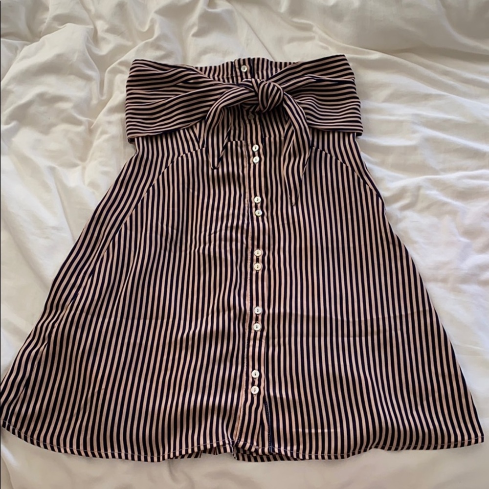 Mahina Pink and Navy Striped Dress